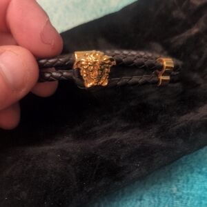 Versace Gold and Black Braided Men's Bracelet